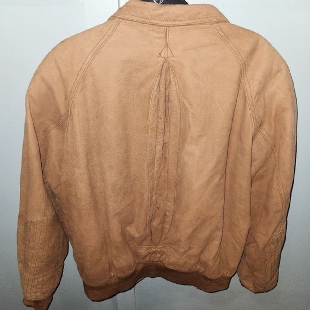 Marlboro Adventure Team Leather Bomber Jacket Map Lined Western Style VTG XL - Picture 14 of 16
